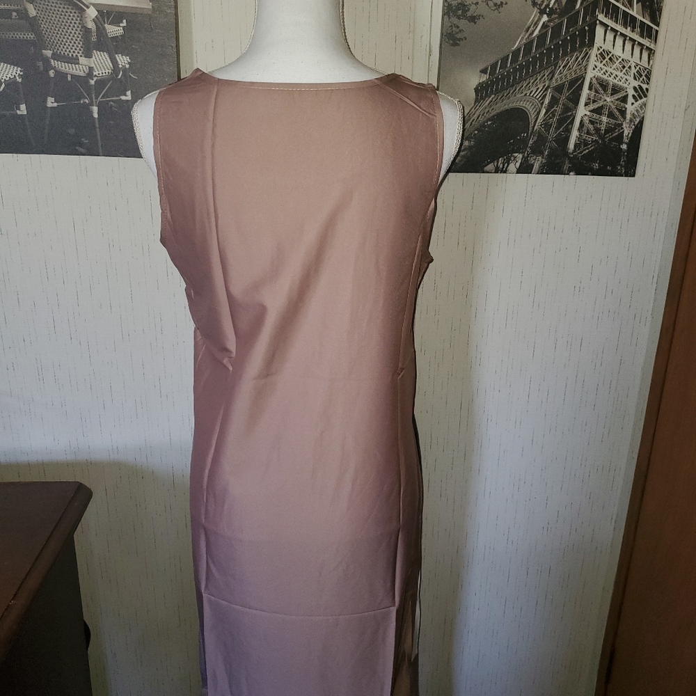 Black and Mocha Colorblock Tank Maxi Dress - Picture 6 of 7